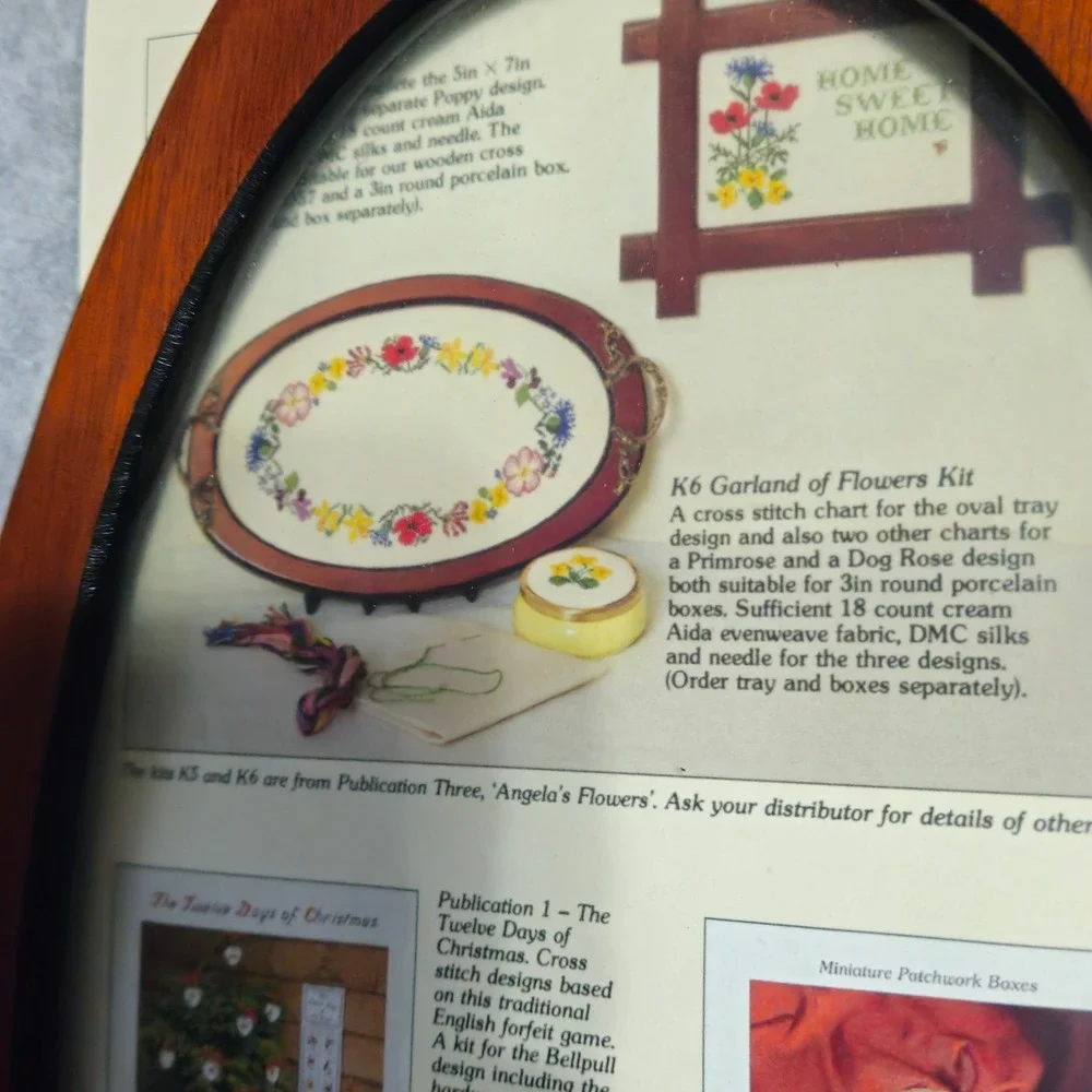 Framecraft Vintage Oval Serving Tray Needlework Display Brass Handles 11.5in